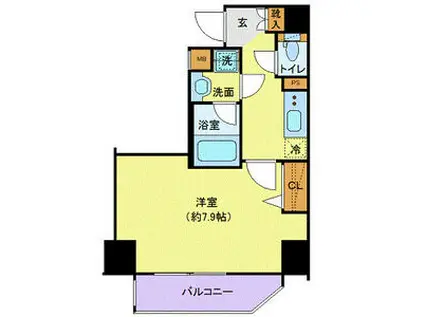 ジェノヴィア新御徒町スカイガーデン(1K/3階)の間取り写真