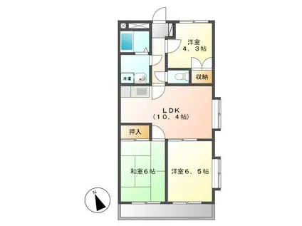 ユーミーマンション加藤C(3LDK/2階)の間取り写真