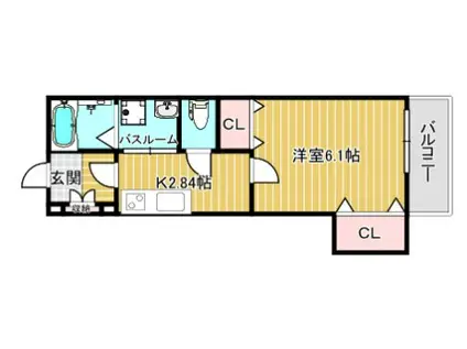 クレアール堺町I(1K/1階)の間取り写真