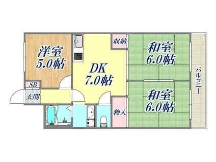 橋本第2マンション(3DK/1階)の間取り写真