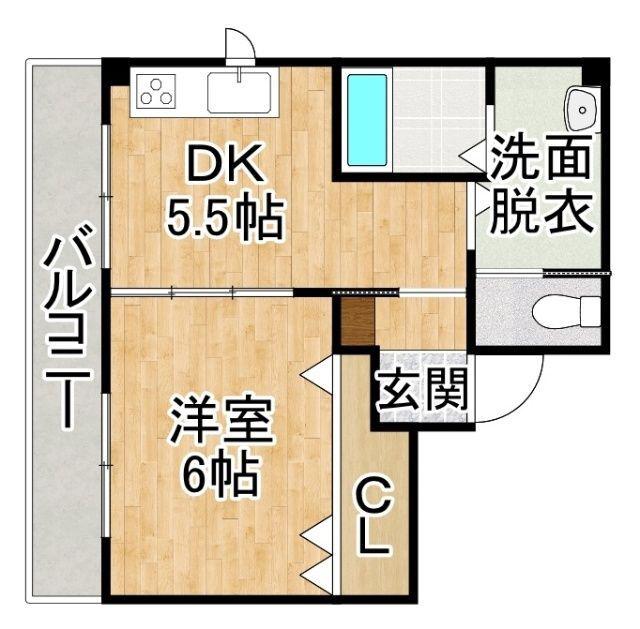 マンションふるさと館(1DK/5階)の間取り写真