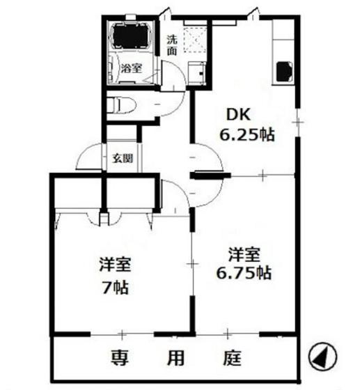 サンキャロットA(2DK/1階)の間取り写真