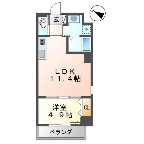 アルカディア(1LDK/4階)の間取り写真