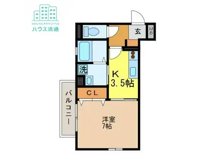 エスペランサ本原(1K/1階)の間取り写真