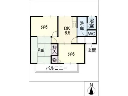 アトリオA棟(3DK/1階)の間取り写真