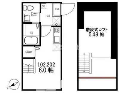 ハーミットクラブハウス石川町IV(ワンルーム/2階)の間取り写真