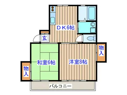 カーサあだち2号(2DK/2階)の間取り写真