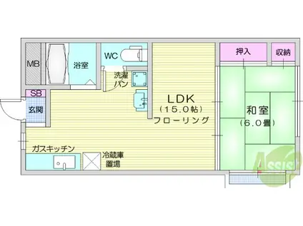 ヒルサイド上野山(1LDK/2階)の間取り写真