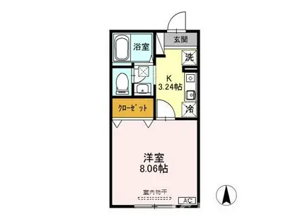 マイルド B(1K/1階)の間取り写真