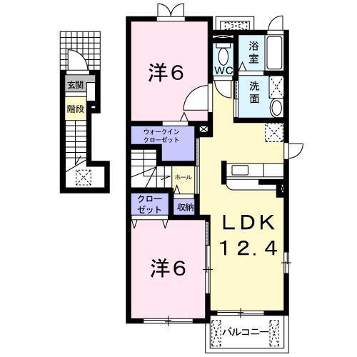 レーゲンボーゲンB(2LDK/2階)の間取り写真