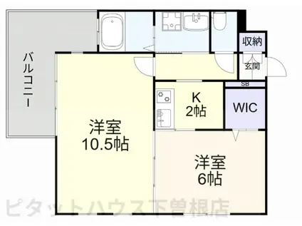 アーバンコート若園(2K/2階)の間取り写真