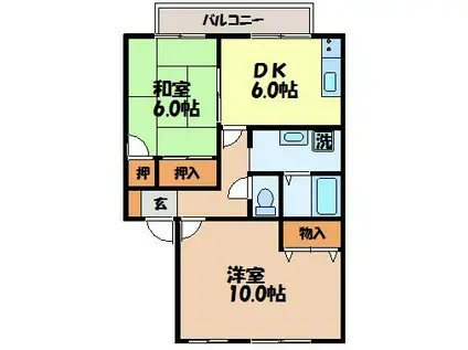 メゾンドジュンII(2DK/2階)の間取り写真