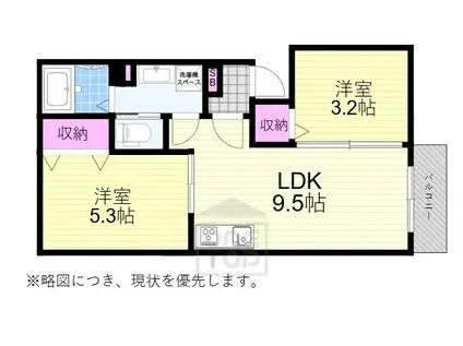 大島町3丁目(2LDK/1階)の間取り写真