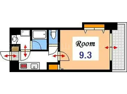 THE MODERN 奉還町(1K/1階)の間取り写真