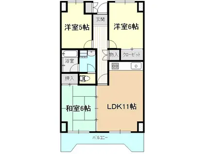 コーポ菱苑(3LDK/3階)の間取り写真