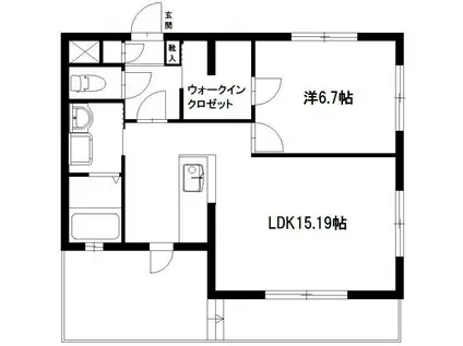 カシオペア(1LDK/1階)の間取り写真