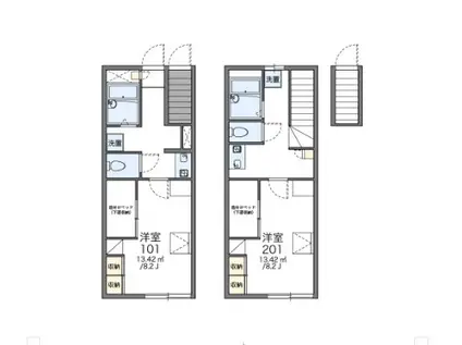 レオパレスカメリアひたち野I(1K/1階)の間取り写真