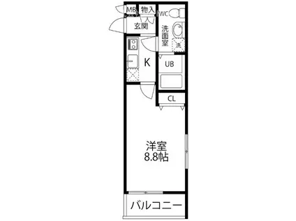 カーサクレスト清水I(1K/2階)の間取り写真