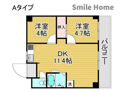 リアライズ玉出(2DK/5階)の間取り写真