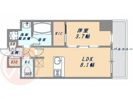 レオンコンフォート難波クレア(1LDK/9階)の間取り写真