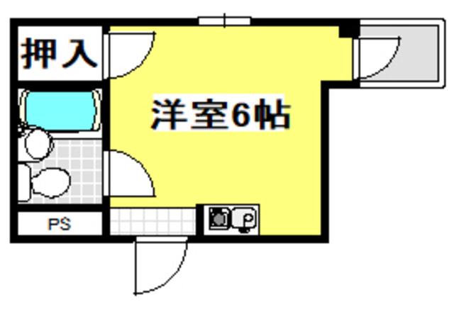 第6中屋ハイツ(ワンルーム/4階)の間取り写真