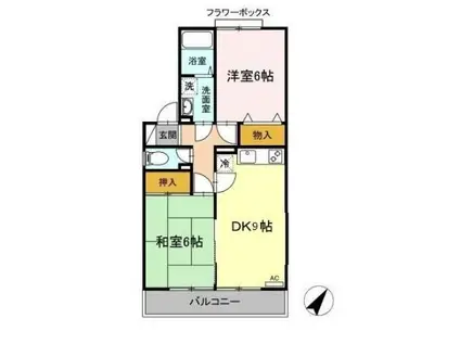 ヒルサイドタウンA棟(2DK/1階)の間取り写真