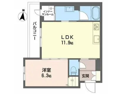 シェール・クール(1LDK/3階)の間取り写真