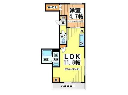カーサなごみ(1LDK/2階)の間取り写真