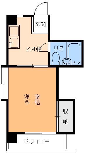 清栄ハイツ(1K/4階)の間取り写真