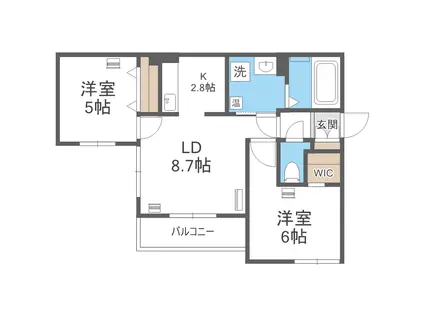 エフュート宮の沢(2LDK/1階)の間取り写真