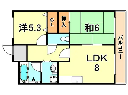 エトワール長尾(2LDK/3階)の間取り写真