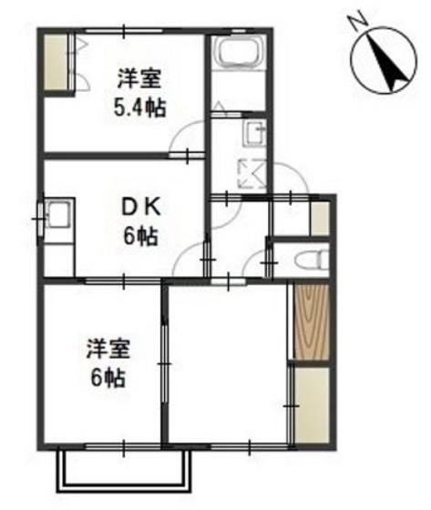 セシーズ兼基 A棟(3DK/2階)の間取り写真