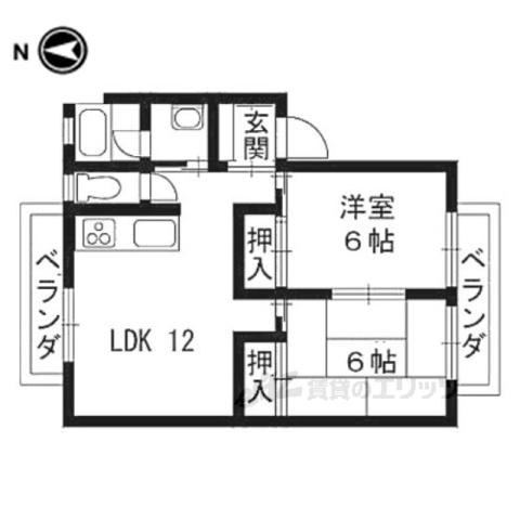 サンハウス桂(2LDK/2階)の間取り写真