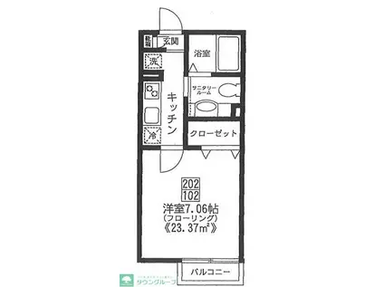 フェリーチェ(1K/1階)の間取り写真