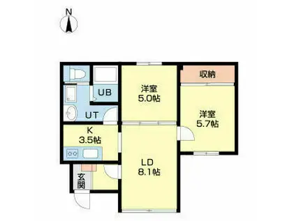 ΑNEXT札幌第9(2LDK/3階)の間取り写真