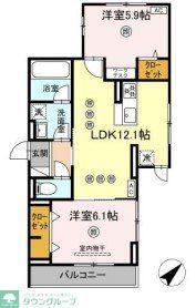 D-RESIDENCE光丘町B棟(2LDK/1階)の間取り写真