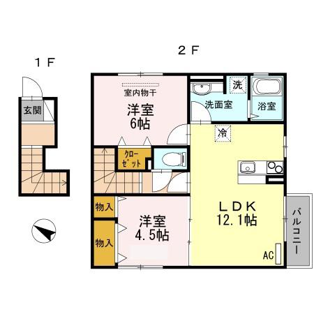 オーシャン セブンII(2LDK/2階)の間取り写真