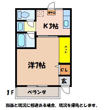 コーポポテンシャル(1K/1階)の間取り写真