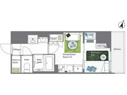 アイフラット若松河田(1DK/5階)の間取り写真