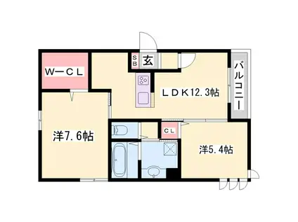 エル ビエントII(2LDK/3階)の間取り写真