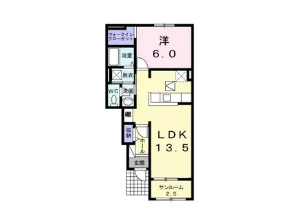 サンクレスタA(1LDK/1階)の間取り写真