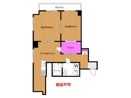 リノベ 2面採光角 石井ハイム K(2SLDK/6階)の間取り写真