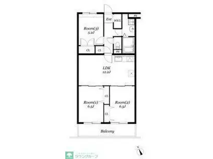 ベルフラット吉野(3LDK/2階)の間取り写真