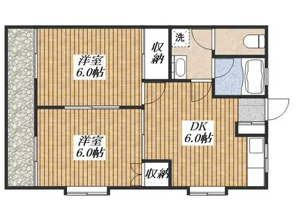 ビクトリアK(2DK/1階)の間取り写真