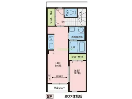 RS RESIDENCE II(1LDK/2階)の間取り写真