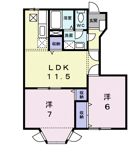 シェーネスハウゼ(2LDK/1階)の間取り写真