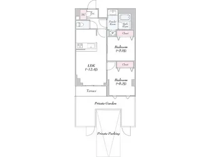 ロイジェント志村坂上(2LDK/1階)の間取り写真