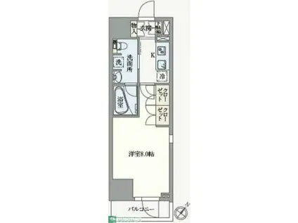 アジールコート汐浜キャナル(1K/2階)の間取り写真