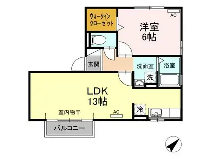 グランシャリオ北斗七星(1LDK/2階)の間取り写真