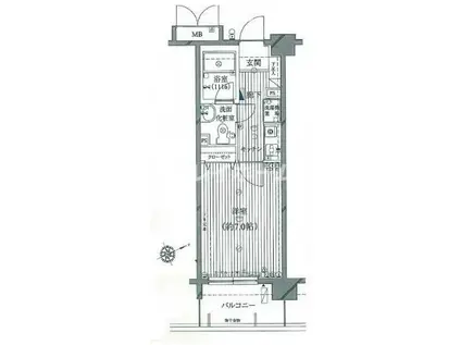 グランド・ガーラ南大井(1K/4階)の間取り写真
